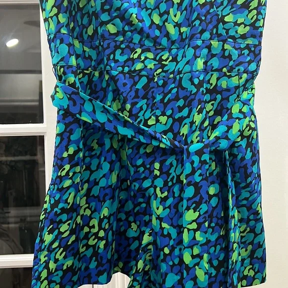 BEBE V-neck Blue and Green Romper - Picture 2 of 6
